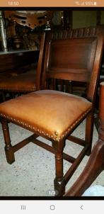 6 antique engels eetkamer stoelen Leder, Antiek en Kunst, Ophalen