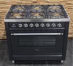 Luxe Fornuis Boretti 90 cm antraciet + rvs 6 pits 1 oven, Witgoed en Apparatuur, Fornuizen, 60 cm of meer, Ophalen of Verzenden