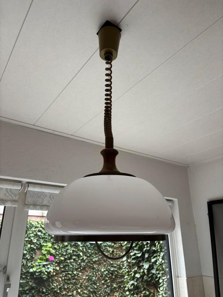 Vintage hanglamp, Huis en Inrichting, Lampen | Hanglampen, Zo goed als nieuw, 75 cm of meer, Glas, Ophalen of Verzenden