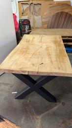 LAATSTE 2 !! boomstam tafels met X poot, Huis en Inrichting, Tafels | Eettafels, 200 cm of meer, Zo goed als nieuw, Rechthoekig