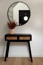 Stijlvol zwart tafeltje/dressoir met rotan lades, Huis en Inrichting, Tafels | Sidetables, Ophalen, 50 tot 100 cm, Zo goed als nieuw