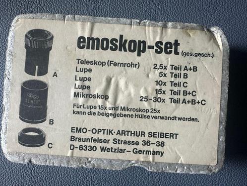 EMOSKOP-SET Loupe-telescoop-microscoop *Vintage, Verzamelen, Fotografica en Filmapparatuur, Lens of Lenzen, 1960 tot 1980, Ophalen of Verzenden