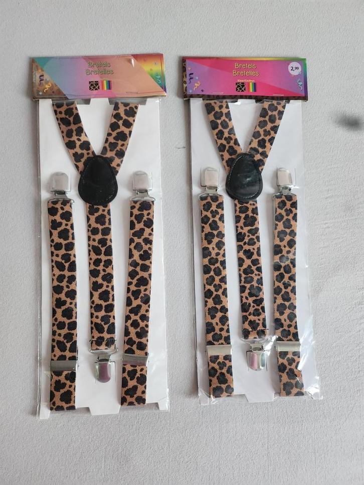 Bretels luipaardprint - NIEUW, Hobby en Vrije tijd, Feestartikelen, Nieuw, Carnaval, Ophalen of Verzenden