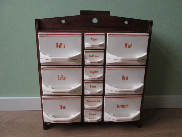 Houten Kruidenrek Keukenrek en Aardewerk Bakken Art Deco, Antiek en Kunst, Antiek | Keukenbenodigdheden, Ophalen