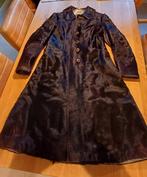 Vintage retro lange leren jas met vacht, Ophalen of Verzenden, Gedragen, Maat 38/40 (M), Bruin