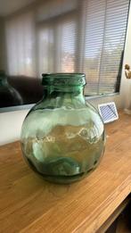 Groene glazen vaas, Gebruikt, Ophalen of Verzenden, Glas, Minder dan 50 cm