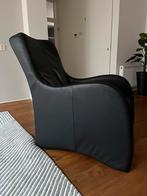 Zwart leren fauteuil, Huis en Inrichting, Fauteuils, Ophalen, Gebruikt, Leer, 75 tot 100 cm