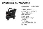Compressor 1 PK 80 L/min Spierings Rijkevoort, Doe-het-zelf en Verbouw, Compressors, Niet ingevuld, Nieuw, Ophalen of Verzenden