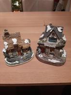 2x mini miniatuur kerstdorp huisjes, Diversen, Kerst, Ophalen of Verzenden, Gebruikt