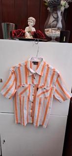 Vintage blouse, maat 42/XL - wit & oranje - stretch - 90's, H S Sport, Wit, Maat 42/44 (L), Ophalen of Verzenden