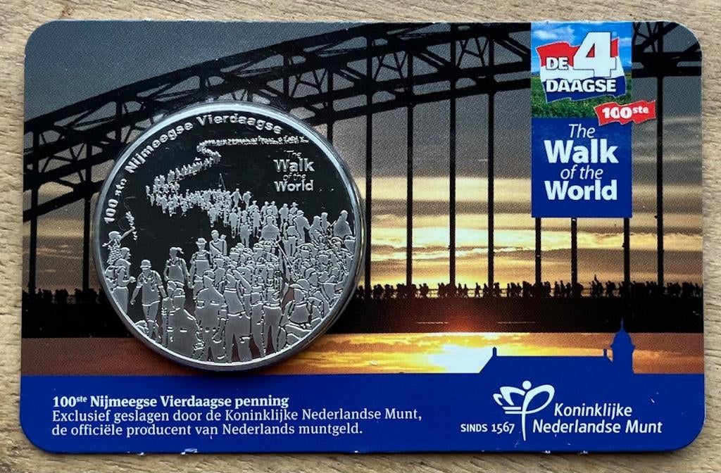 BU coincard van de 100ste Nijmeegse Vierdaagse penning 2016, Ophalen, Overige materialen, Nederland