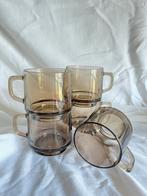 Vintage rookglas DE Moccona koffiekoppen koffieglazen 5-st, Huis en Inrichting, Glas of Glazen, Ophalen of Verzenden, Overige stijlen