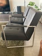 Leren stoelen , grijs leer., Huis en Inrichting, Fauteuils, Ophalen, 75 tot 100 cm, Leer, 50 tot 75 cm