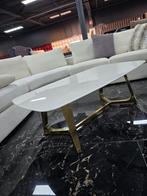 Luxe salontafel met marmerlook blad, 100 tot 150 cm, Zo goed als nieuw, Minder dan 50 cm, Rechthoekig