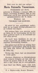 Timmermans Maria 1863 Diessen 1949  86 jaar, Ophalen of Verzenden, Bidprentje
