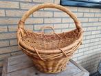 Vintage rotan mand oogstmand  plukmand extra handvat, Ophalen of Verzenden, Gebruikt, Rond, Riet