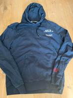 Blauwe trui hoodie in gold we trust maat m, Ophalen of Verzenden, Zo goed als nieuw, Blauw