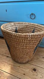 Vintage midcentury sixties mandje prullenmand van zeegras, Ophalen of Verzenden, Zo goed als nieuw, Rond, Riet