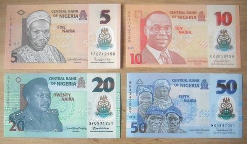 Nigeria 2019/2021, 4 verschillende bankbiljetten (UNC), Postzegels en Munten, Bankbiljetten | Afrika, Setje, Nigeria, Verzenden