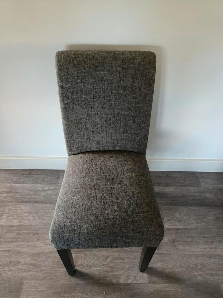 6 grijze stoffen stoelen, Huis en Inrichting, Stoelen, Gebruikt, Eén, Hout, Stof, Grijs, Ophalen