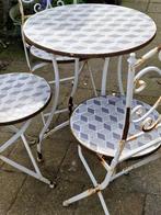 Mooi mozaïek bistro setje (3 stoelen) (brocante), Bijzettafel, 3 zitplaatsen, Gebruikt, Ophalen