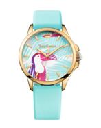 Juicy Couture Jetsetter horloge turquoise goudkleurig parrot, Overige merken, Leer, Staal, Polshorloge
