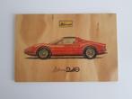 FERRARI - Dino 246 afdruk op multiplex - Mooi uniek item, Ophalen of Verzenden, Auto's