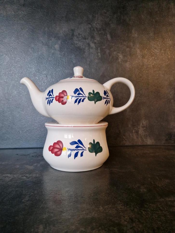 Boerenbont Theepot met Rechaud nieuw, Huis en Inrichting, Keuken | Servies, Nieuw, Overige typen, Boerenbont, Aardewerk, Ophalen