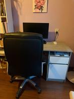 Bureau wit/grijs + draaibare bureaustoel op wielen (360°), Ophalen of Verzenden, Zo goed als nieuw, Massagetafel