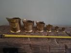 6 antieke, messing maatbekers van 0,5 liter tm 1 cl, Ophalen of Verzenden