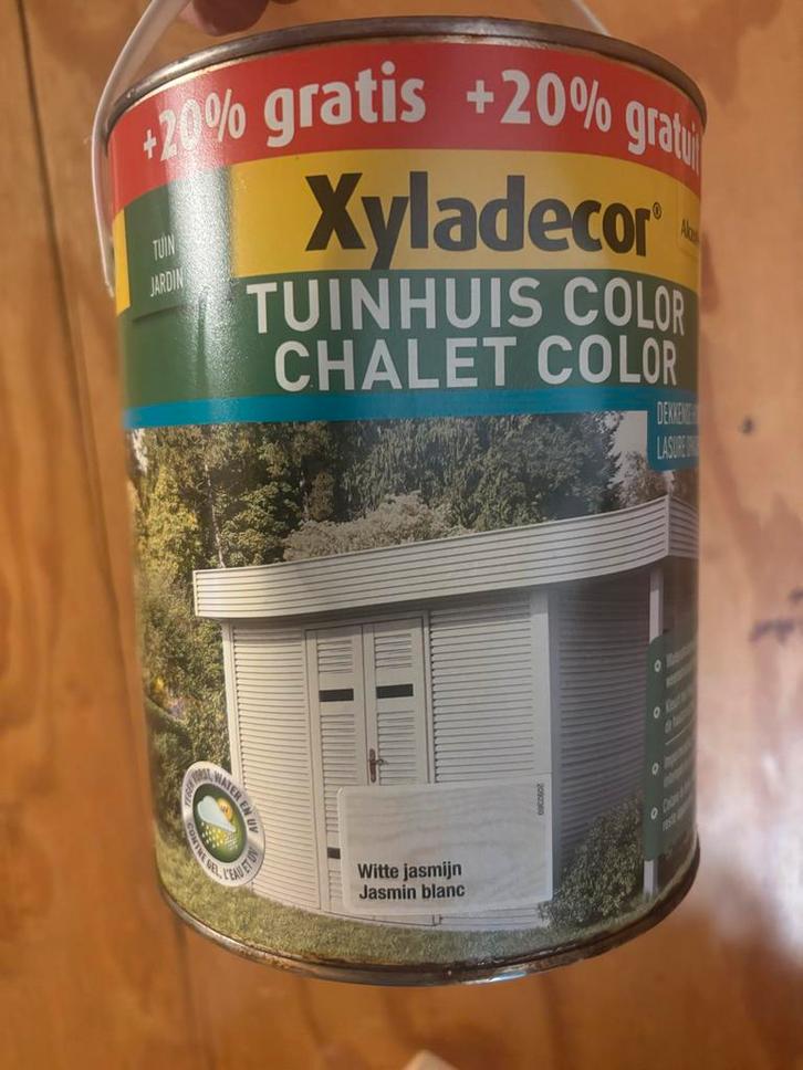 Xyladecor Tuinhuis Color - Witte Jasmijn, Doe-het-zelf en Verbouw, Verf, Beits en Lak, Zo goed als nieuw, Beits, Minder dan 5 liter