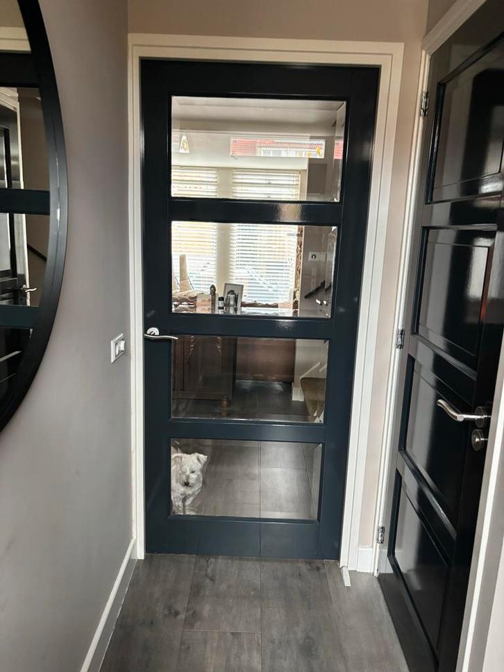 Mooie binnendeur met glas en beslag IN PRIJS VERLAAGD !!!, Doe-het-zelf en Verbouw, Deuren en Horren, Gebruikt, Binnendeur, 200 tot 215 cm