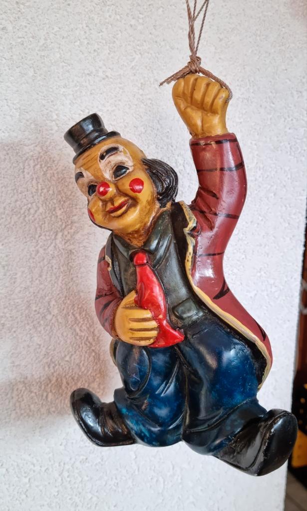 Vintage beeld clown aan ballonnen, Verzamelen, Beelden en Beeldjes, Zo goed als nieuw, Fantasy, Ophalen of Verzenden