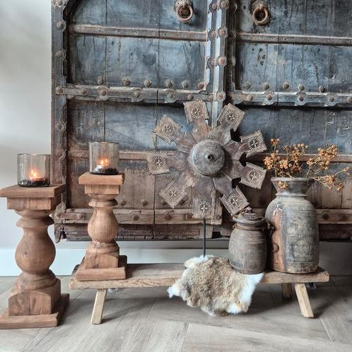 Elmwood vensterbank kruk, landelijk bankje, houten krukje, Huis en Inrichting, Krukjes, Nieuw, Hout, Ophalen of Verzenden