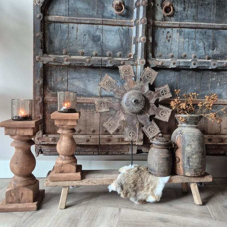 Elmwood vensterbank kruk, landelijk bankje, houten krukje, Huis en Inrichting, Krukjes, Nieuw, Hout, Ophalen of Verzenden
