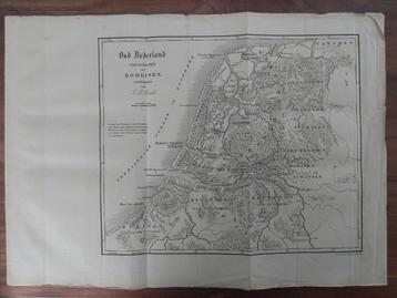 1 / Kaart van Nederland in de Romeinse tijd - gravure 1840 beschikbaar voor biedingen