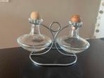 Olie & Azijn Set - Glas/Metaal, Ophalen of Verzenden, Gebruikt