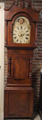 Prachtige staande longcase klok Mahonie hout uit Wales, Antiek en Kunst, Antiek | Klokken, Ophalen