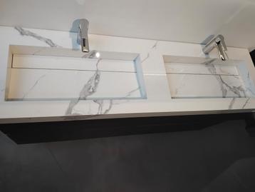 INK Pitch wastafelblad keramische slab, 2 kraangaten (op=op) beschikbaar voor biedingen