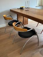 Set van 2 Italiaanse designer stoelen - Effezeta 1980s, Huis en Inrichting, Stoelen, Ophalen, Vintage design, Twee, Zwart