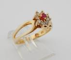 Prachtige 18 karaat Gouden Ring Solitair Damesring Robijn, Jw, Nieuw, Ophalen of Verzenden, 17 tot 18