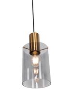 Nieuwe hanglamp messing/smoke glas in verpakking, Huis en Inrichting, Lampen | Hanglampen, Ophalen of Verzenden, Nieuw, Glas, Minder dan 50 cm