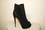 Elisabetta Franchi laarzen veter look goud label Als Nieuw39, Zwart, Lage of Enkellaarzen, Nieuw, Elisabetta Franchi