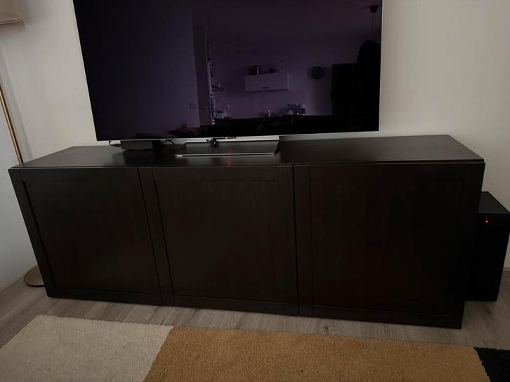 IKEA TV-meubel Besta (BESTÅ) kastcombinatie - zwartbruin, Huis en Inrichting, Kasten | Televisiemeubels, Zo goed als nieuw, Minder dan 100 cm