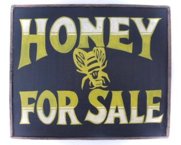 Houten reclamebord / honing / imker / bijen / Honey for sale