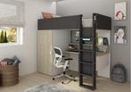Flow hoogslaper met bureau en kast - 90x200 - Eiken/antracie