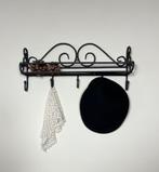 Zwart metalen wandrekje kapstokje met 5 haken (Frans)