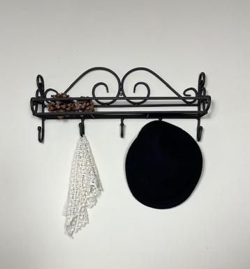Zwart metalen wandrekje kapstokje met 5 haken (Frans) beschikbaar voor biedingen