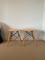 Salontafel of bijzettafel 2x hout, Minder dan 55 cm, Gebruikt, Rond, Modern