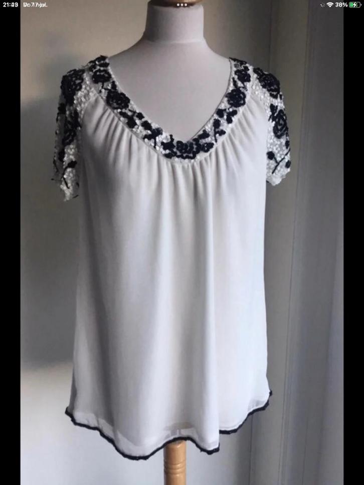 Twin Set by Simona Barbieri blouse maat S (36), Kleding | Dames, Blouses en Tunieken, Zo goed als nieuw, Maat 36 (S), Wit, Ophalen of Verzenden